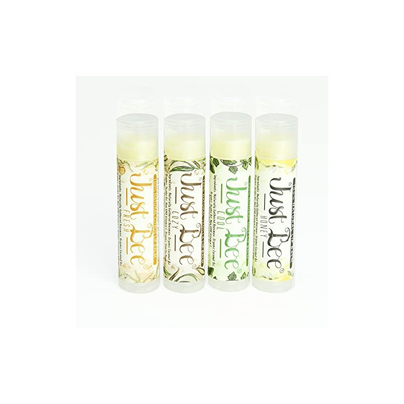 Just Bee Lip Balm (Peppermint, Honey, Citrus, Vanilla, 4 pack)