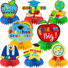 8Pcs Preschool Graduation Decorations Honeycomb Centerpiece,3D Prek Graduation Decorations Preschool Graduation Decorations 2023 Table Decorations for Preschool Graduate Party Ceremony Decor Supplies