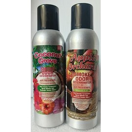 Smoke Odor Exterminator 198 gm/ 7 oz Large Spray Coconut Grove & Apple Orchard Set of Two Cans.