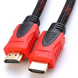 CableVantage HDMI Cable V1.4 Ultra-High Speed Supports Ethernet Audio Return (ARC), Bandwidth up to 18Gbps, 3D HD 1080p Ready, Braided Nylon Cable Cord Gold Plated Red (3FT)