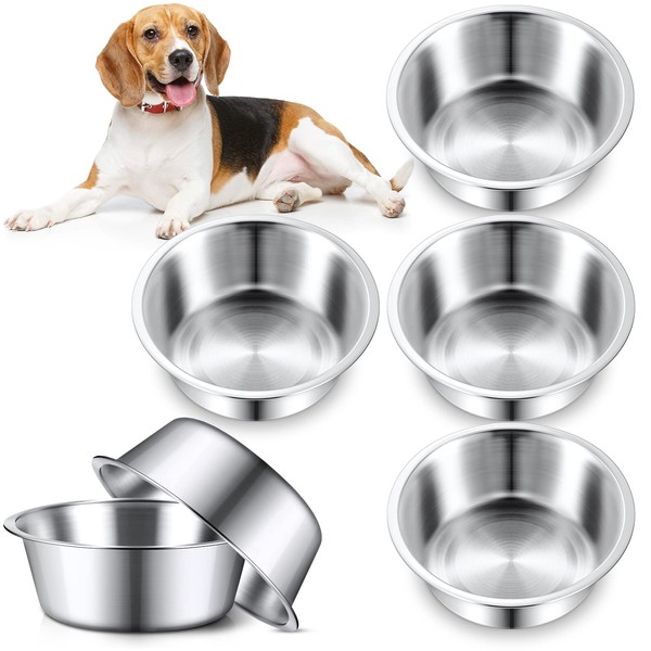 Yahenda 6 Pcs Stainless Steel Metal Dog Bowls Bulk Replacement