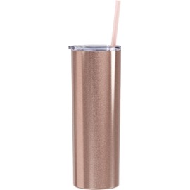 Maars Skinny Steel Stainless Steel Tumbler, 20 oz | Double Wall Vacuum Insulated (Rose Gold Glitter)