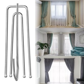 80 Piezas Ganchos de Pliegues de Acero Inoxidable para Cortina Ganchos de Cinta de Plisado, Ganchos para Cortinas Plisadas Ganchos para Colgar Cortinas DIY Ganchos Plisados para Cortinas (80)