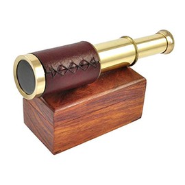 Captains 6" Brass Handheld Mini Telescope with Wooden Box Nautical Collectibles