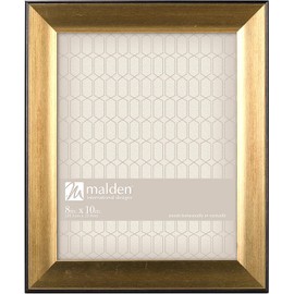 Malden International Designs Copley Picture Frame with Black Boarder, 8x10, Gold