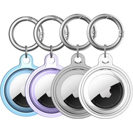 Noguez. Funda con Llavero para AirTag, Cubierta Protectora Transparente Compatible con AirTag, Paquete de 4 Llaveros de Diferentes Colores, Llavero para Localizador.