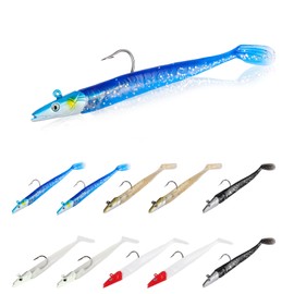 Minicoco Fishing Lures with Jigs Head Soft Sea Fishing Tackle with T Tail Soft Fishing Baits for Saltwater & Freshwater Fishing Tackle for Bass, Pike, Trout Bass 11cm 10Pcs