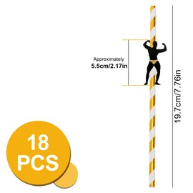 Lotsdonxia 18-Piece Glittery Gold Stripe Straws Fun Naughty Straws Bachelorette Party Decorations for Hen Parties Bridal Shower Favors Celebration Supplies (Gold)