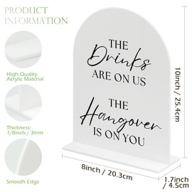 Acrylic Wedding Sign with Stand- 8"x10" Arch Acrylic Wedding Sign and Base,1/8" Thick | Modern Acrylic Table Sign for Wedding & Party (White, 8x10 Inch)