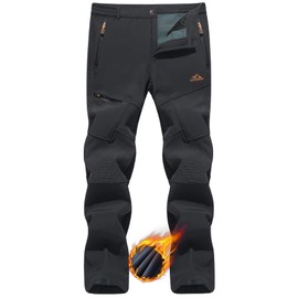 TACVASEN Climbing Pants Men Winter Pants for Men Hiking Cargo Pants Fleece Lined Pants Softshell Pants Men Warm Pants Hiking Pants Men Dark Gray