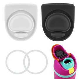 4pcs Bottle Seal Ring & Replacement Stopper for Owala FreeSip 16oz 19oz 24oz 32oz 40oz, Silicone O Ring Water Bottle Lid Parts, Cap Mouth Plug Gasket Accessories, BPA-Free (Black, White)
