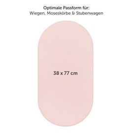Laleni Premium fitted sheets for bassinet, oval, breathable, 100% cotton (150 g/m²), Oeko-Tex 100 certified, 38 x 77 cm, rose, set of 2