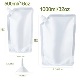 Reusable Cruise Flask Pouches Kit Plastic Flasks Bags for Travel,Outdoor Sports(16OZx4+32OZx5+2 Funnel kit)
