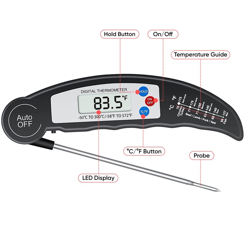 Albert Austin Instant Read Food Thermometer Digital Food Cooking Meat