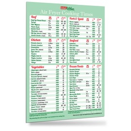 Must-Have Air Fryer Accessories Air Fryer Cooking Times All-in-One Magnet Accurate Instant Guide Big Text Easy to Read Healthy Handy Quick Cheat Sheet Chart 8”x11” Green Kitchen Gift Recipe Cookbooks