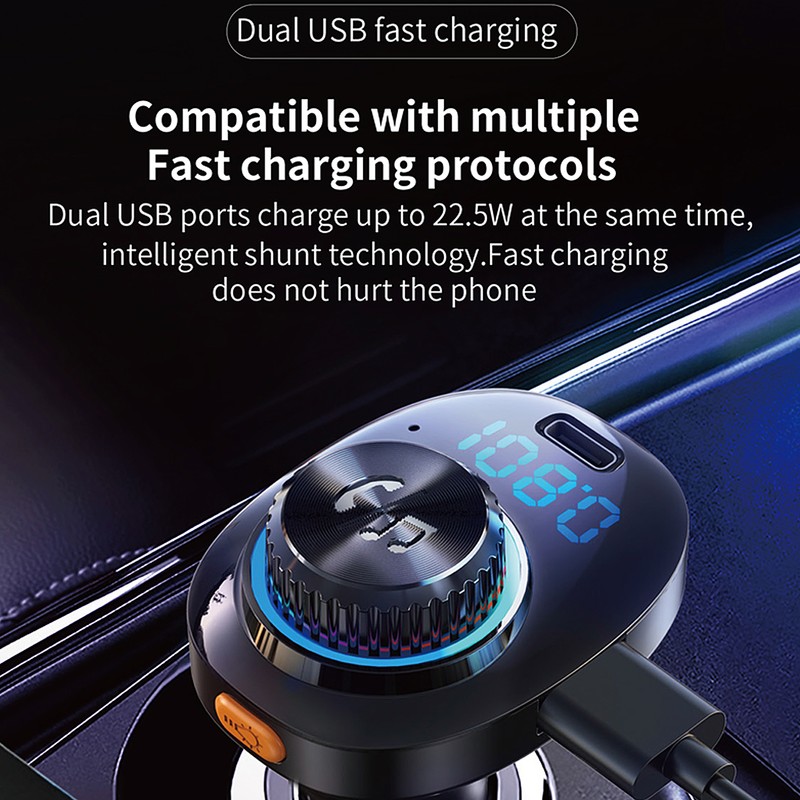 Bluetooth Car Adapter FM Transmitter Wireless FM Radio Adapter Dual