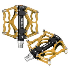 ROCKBROS Mountain Bike Pedals Non-Slip MTB Pedals Durable Lightweight Aluminum Alloy Bicycle Pedals for Mountain Bikes Commuter Bike Leisure Bikes 9/16"…