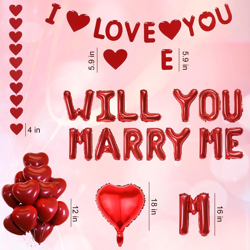 Will You Marry Me Balloons - 545 Pcs Red Letter