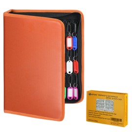 Sdstone 54 Hooks Portable Zippered Key Organizer,Fireproof and Waterproof Key Case,Portable Manager & Landlord Zipper Key Case Box for Real Estate Sales,Hotel Executives, Car Service(Brown)