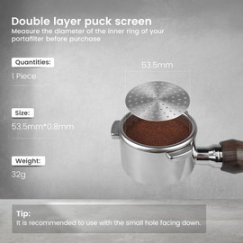 HOLIHOKY Puck Screen 54mm, Reusable Coffee Filter with Acrylic Storage Box, 304 Stainless Steel Espresso Filter, Espresso Screen for Sage Barista Express Portafilter 54mm
