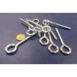 Unbranded Zinc Steel Eye Hook  - 5/16" Dia x 2 3/4" Shank Length x 3.875" Overall, 10 Pcs