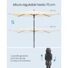 SONGMICS Sombrilla de Patio, Parasol de Exterior, Techo Inclinable, para