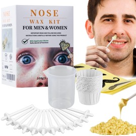 Nose Wax Kit | 100 g Wax, 30 Applicators (15 Times Usage) | Nose Hair Removal Lasting Kit from CoFashion |Nose Ear Hair Removal Kits for Men and Women | Painless Quick & Easy Hair Removal Kit |15 Mustache Guards |15pcs Paper Cup