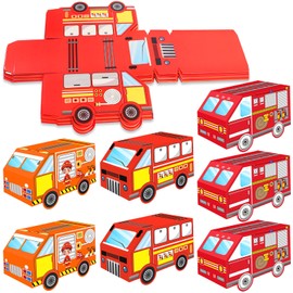 24PCS Fire Truck Party Candy Box Decorations Career Theme Birthday Party Supplies favor Theme Candy Boxes