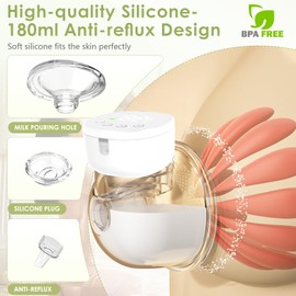 Journeyside Milchpumpe Elektrisch Freihändig, Elektrische Milchpumpe Tragbar mit 3 Modi und 9 Stufen, LED-Anzeige, Ultra Silent Light Milchpumpe, Abnehmbare Milchflasche,BPA-frei, Flansch 24MM