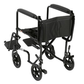 Drive Medical Deluxe Lightweight Aluminum Transport Wheelchair, Black, 17"