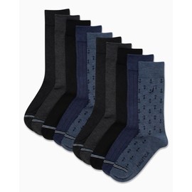 Nautica Men's Dress Socks - Solid Crew Socks (10 Pack), Size 6-12.5, Medium Denim Assorted