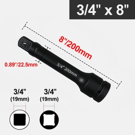 LEPEVNEY 3/4" x 8" Impact Extension Bar for Use with Air Impact Wrenches, Breaker Bars, Ratchets, CR-MO Steel