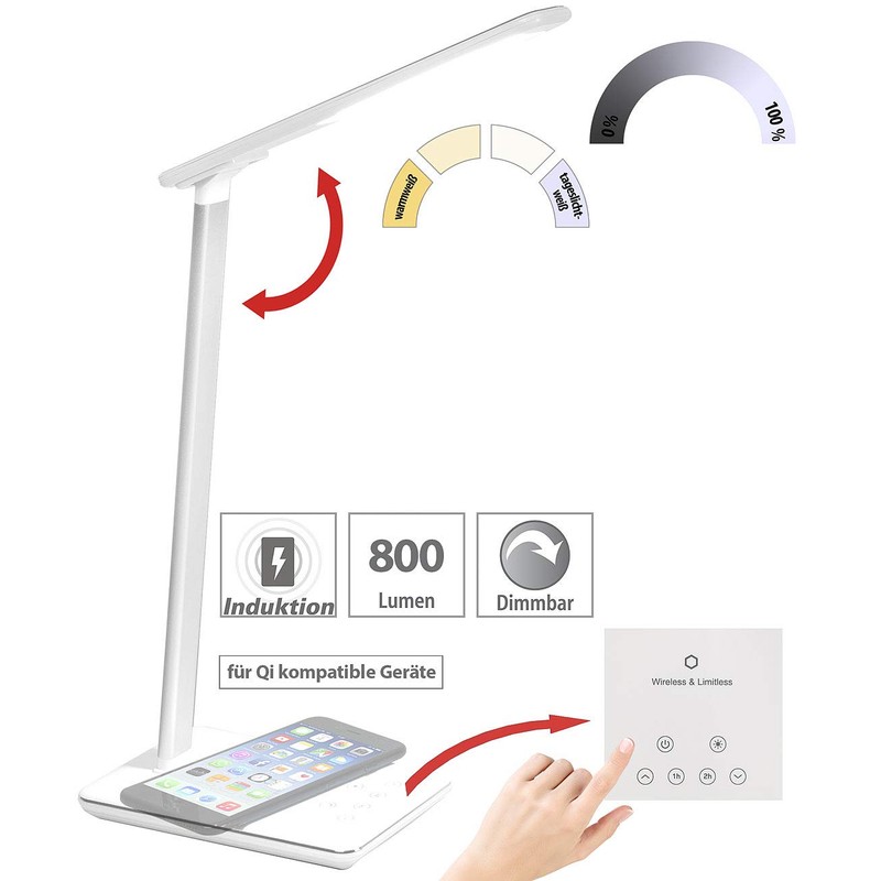 Lunartec Desk Lamp Qi: Desk Lamp, Qi Compatible, 4 Light