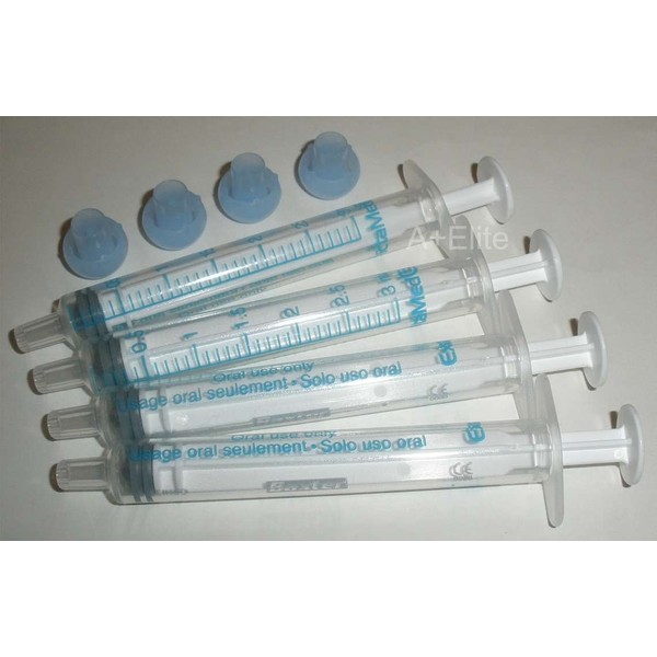 BAXA ExactaMed Oral Liquid Medication Syringe 3cc/3mL 4/PK Clear Medicine Dose Dispenser With Cap Exacta-Med BAXTER Comar Latex Free