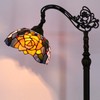 AVIVADIRECT Tiffany Floor Lamp Stained Glass Orange Red Rose Arched
