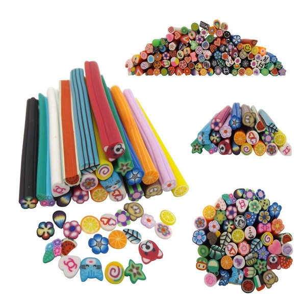 Warm Girl 100 Pcs/Set 3D Nail Art Canes Stick Rods Polymer Clay Stickers Nail Decoration for Acrylic UV Gel Manicures Set