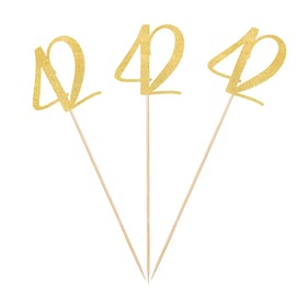 Gold Glitter 42nd Birthday Centerpiece Sticks, 12-Pack Number 42 Table Topper Anniversary Party Decorations