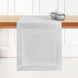 D'Moksha Homes Linen Table Runner 14 x 36 Inch - 100% Pure Linen Silver Grey Table Runner - Machine Washable Farmhouse Table Runner for 4th of July