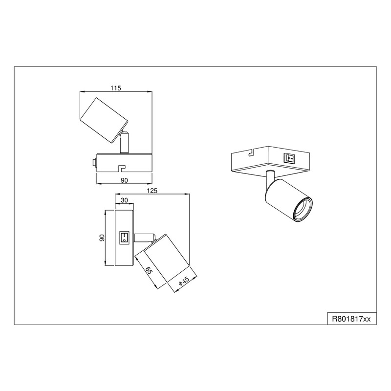 Reality Leuchten Wandspot Vannes R80181731, Metall Weiß Matt, Exkl. 1x