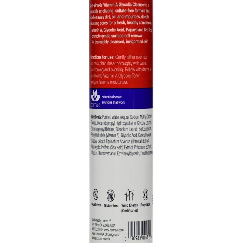 Derma E Cleanser Anti Wrinkle Vitamin, 6 oz
