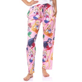 Bioworld Sailor Moon Women's Allover Character Print Adult Lounge Sleep Bottoms Pajama Pants (Large) Pink