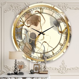 DesignQ Glam Wall Clock 'Gold Glam Squares V' Abstract Large Wall Clock for Office Decor