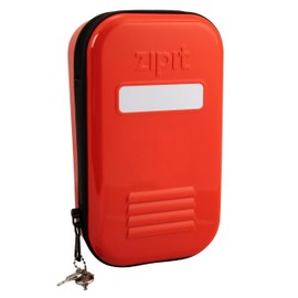 ZIPIT Lock Pencil Case for Kids | Lockable Tin Box for School and Office | Red Pencil Box | Large Capacity Pencil Pouch (Red)