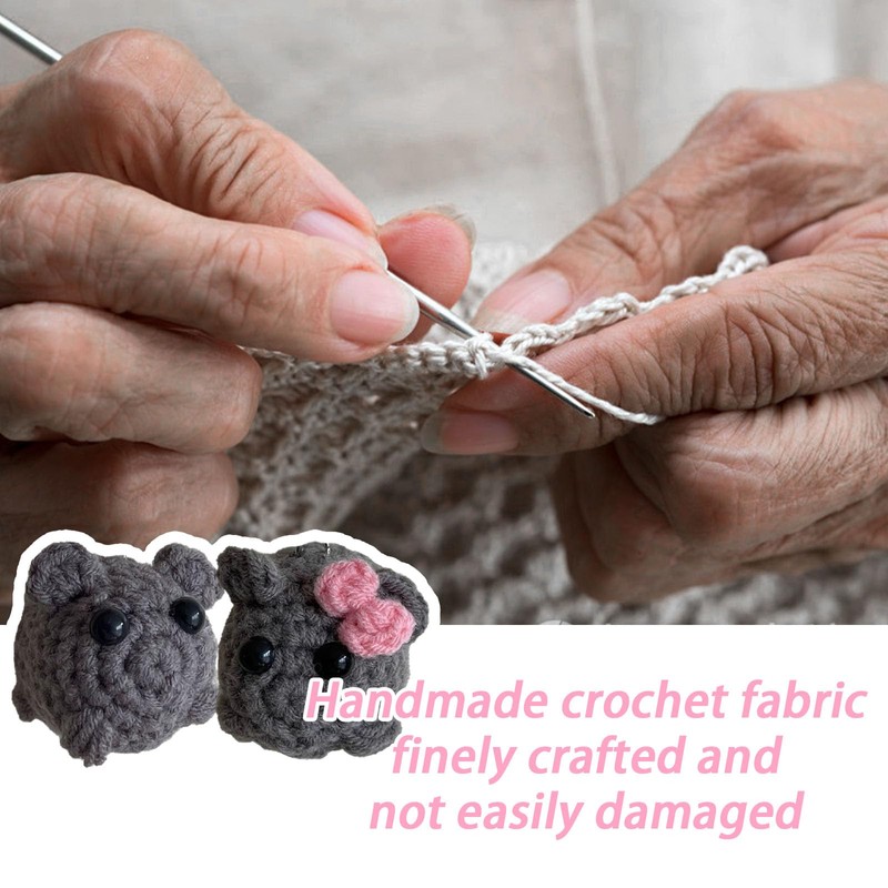DALAETUS 2 Pcs Sad Hamster Set, Cute Knitted Hamster Keychain