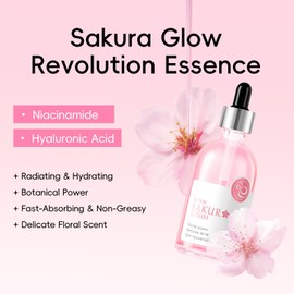 Sakura Face Serum, 100ml Daily Essence with Travel Size & Skincare Samples