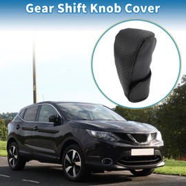 A ABSOPRO Gear Shift Knob Cover Decoration 11x5.5cm/4.33"x2.17" Stick Shifting Handle Protector Faux Leather Black 1 Pc