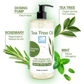 Shower Gel, Bath Soap and Shampoo gel (body, feet, armpits, nails, face and hair) Combats body odour. Anti-acne. Purifies, detoxifies and deep cleanses skin - 3 x 200 ml - 3 x 7.59 fl. oz.