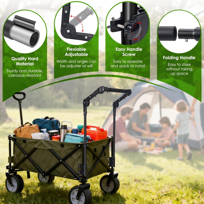 Adjustable Wagon Push Handle Attachment - Foldable Universal Push Pull