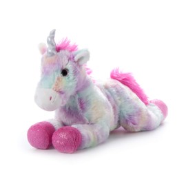 The Petting Zoo 13" Pastel Tie Dye Rainbow Unicorn with Silver Sparkly Horn