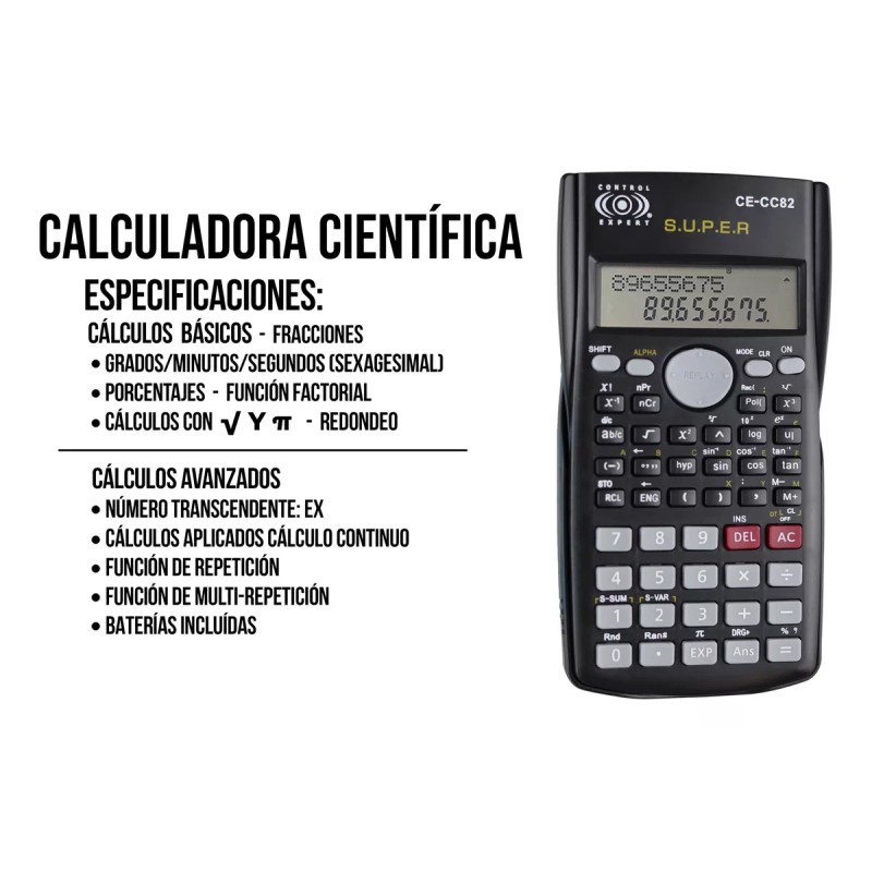 Control Expert Calculadora Científica 240 Funciones Display 82ms